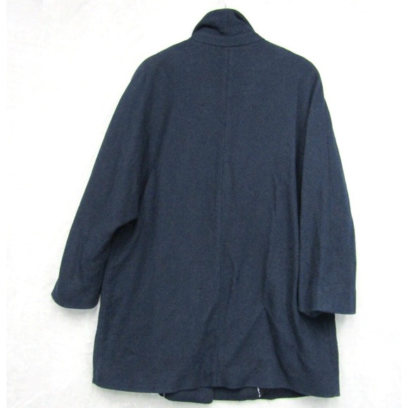 Massimo Dutti Women's Small Blazer Jacket Blue Long Collar Snap Closure Oversize - Picture 2 of 12